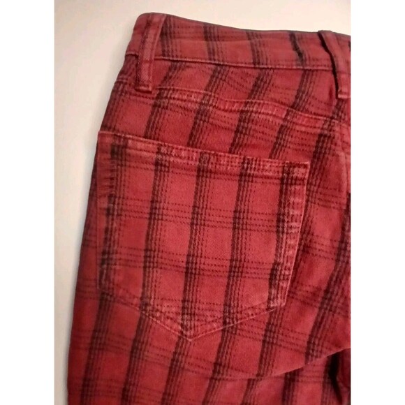 NWT PAIGE Sz 25 Hoxton Tartan Plaid High Waist Ankle Skinny Pant Stretch Red/Blk - Picture 7 of 16